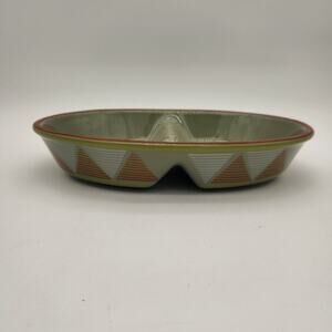 Himark Made In Portugal Moss Green With Terracotta‎ Rim 12" Divided Serving Dish